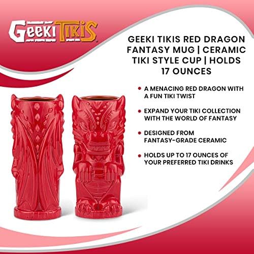 חנון טיקים אדום דרקון פנטזיה ספל / רשמי פנטזיה סדרת קרמיקה טיקי סגנון כוס | מחזיק 17 אונקיות